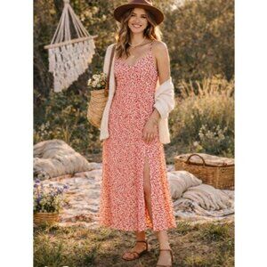 Bloom Chic Floral Sleeveless Midi Dress Granola Indie Cottage Prairie CLean Girl